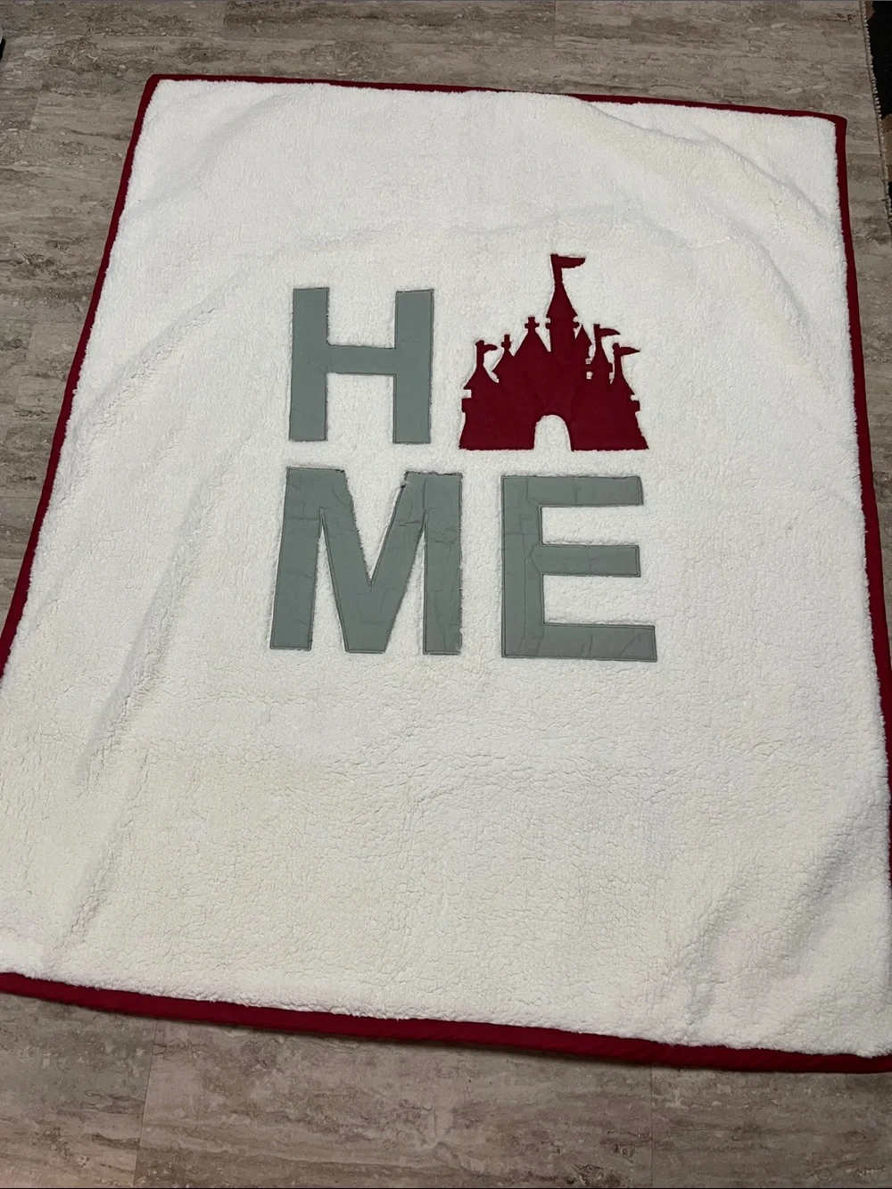 Disney Plush HOME Castle blanket - White & Rust NWOT